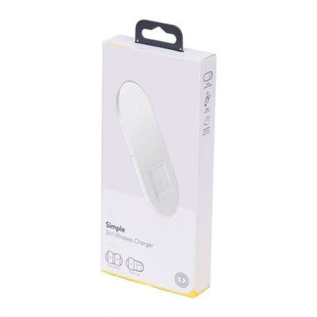 Baseus WXJK-02 Simple 2In1 Wireless Charger QI For Smartphones And Airpods 15W White