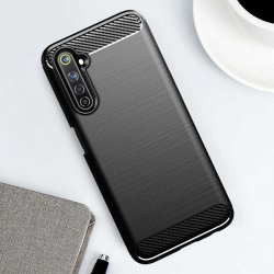 Realme 6 Pro Case Carbon Fiber Design TPU Flexible Soft Black