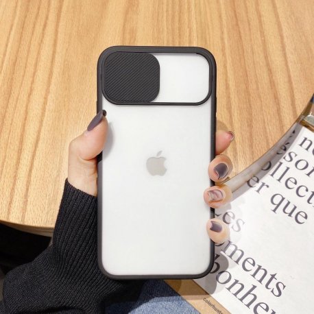 IPhone 13 Pro Max Soft Edges Case With Camera Sliding Door Design Black