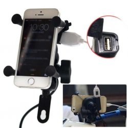 MBaccess X-Grip Motorcycle Bike Mount Smartphone Holder USB Charger