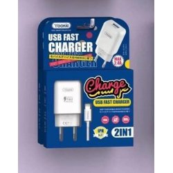 Yookie K17 Fast Charger Output 2.4A & Lighting Cable White