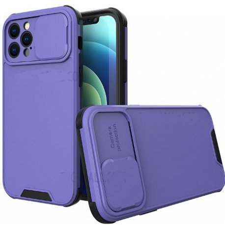 IPhone 12 Pro Max Hybrid Back Case Movable Slider Camera Cover Purple