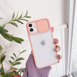 IPhone 13 Soft Edges Case With Camera Sliding Door Design Pink