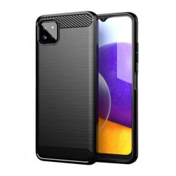 Samsung Galaxy A22 5G A226 Case Carbon Fiber Design TPU Flexible Soft Black