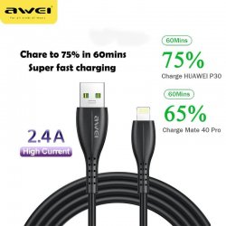 AWEI CL-115L Lightning Cable 2.4A Fast Charging Black