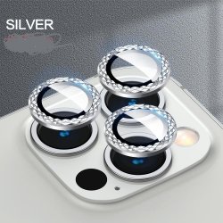 IPhone 13 Pro/13 Pro Max Ring Camera Protective Tempered Glass Glitter Silver