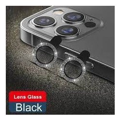 IPhone 11 Pro/11 Pro Max/12 Pro Ring Camera Protective Tempered Glass Glitter Black