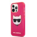 IPhone 13 Pro Max Original Faceplate Case KARL LAGERFELD Pink Transparent Fluo KLHCP13XCHTRP