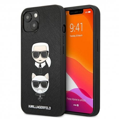 IPhone 13 Original Faceplate Case KARL LAGERFELD PU Embrossed Choupette Black KLHCP13MSAKICKCBK