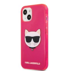 IPhone 13 Original Faceplate Case KARL LAGERFELD Pink Transparent Fluo KLHCP13MCHTRP