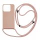 Xiaomi Redmi 10C Silky And Soft Touch Silicone Cover With Strap Neck Cord Pink