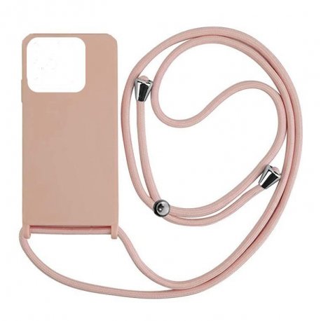 Xiaomi Redmi 10C Silky And Soft Touch Silicone Cover With Strap Neck Cord Pink