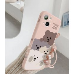 IPhone 13 Pro Silicone Gommet Case Happy Bear Pink