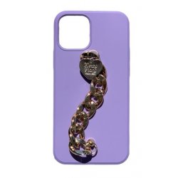 IPhone 12/12 Pro Silky And Soft Touch Finish Silicone Chain Case Purple