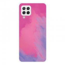 Samsung Galaxy A22 4G A225 Art Gradient Watercolor Paint Silicone Case Pink