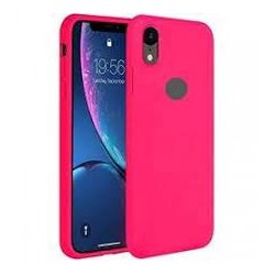 IPhone XR Silicone Case Logo Hole Hot Pink
