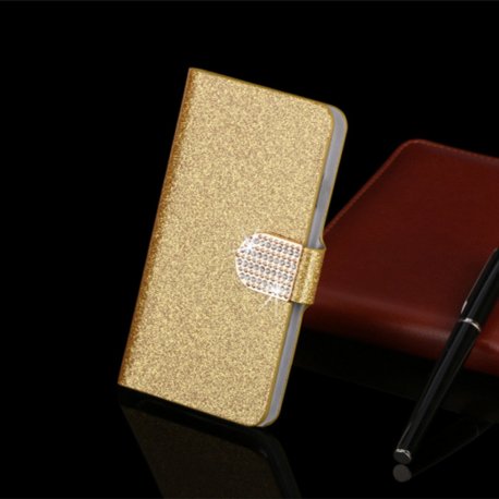 IPhone 5/5S/SE Book Case Glitter Gold