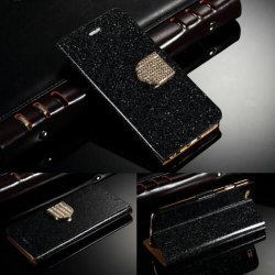 IPhone 5/5S/SE Book Case Glitter Black