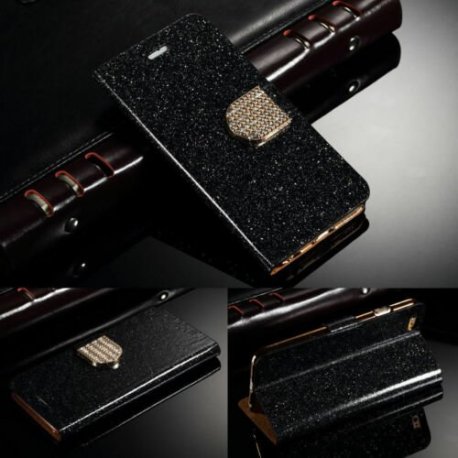 IPhone 5/5S/SE Book Case Glitter Black