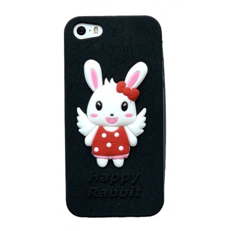 IPhone 5/5S/SE Silicone Case Happy Rabbit Black
