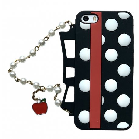 IPhone 5/5S/SE Silicone Case Black with White Spots