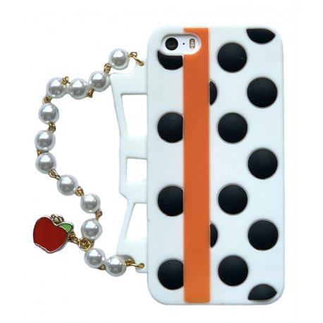 IPhone 5/5S/SE Silicone Case White with Black Spots