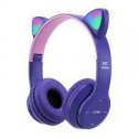 CHAW P47M Cute Cat Ear Foldable Bluetooth Headphone LED Light Purple