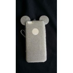 IPhone 6/6S Silicone Case Mickey Mouse Ears Glitter Silver