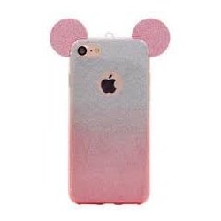 IPhone 6/6S Silicone Case Mickey Mouse Ears Glitter Silver-Pink