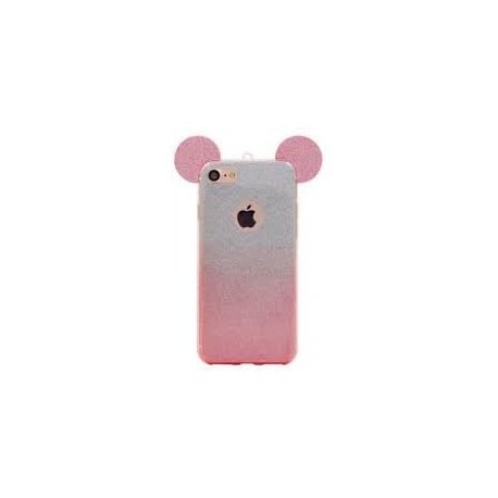 IPhone 6/6S Silicone Case Mickey Mouse Ears Glitter Silver-Pink