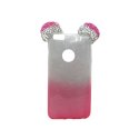 IPhone 6/6S Silicone Case Silver Mickey Mouse Ears Strass Silver-Pink