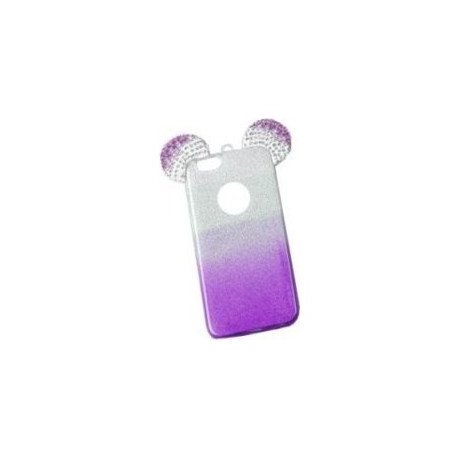 IPhone 6/6S Silicone Case Glitter Mickey Mouse Ears Strass Silver-Purple