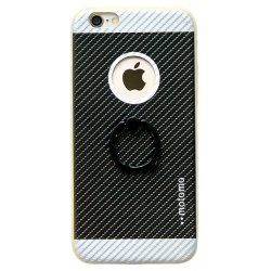 IPhone 6/6S Silicone Case like Metal Black with Ring Holder