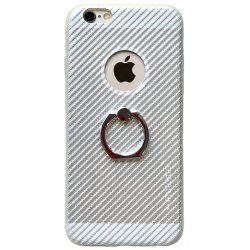 IPhone 6/6S Silicone Case like Metal Silver with Ring Holder
