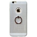 IPhone 6/6S Silicone Case like Metal Silver with Ring Holder