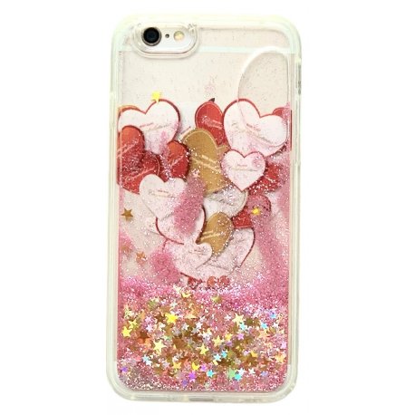 IPhone 6/6S Case Futerał Liquid Glitter Pink-Gold Stars