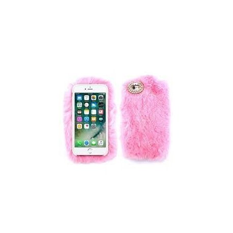 IPhone 6 Plus/6S Plus Back Case Faux Fur Hair Soft Warm Pink