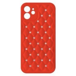 IPhone 11 Quilted Soft Cover Case With Rhinestones Coral