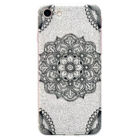 IPhone 7/8/SE 2020 Silicone Case Flower Glitter Silver
