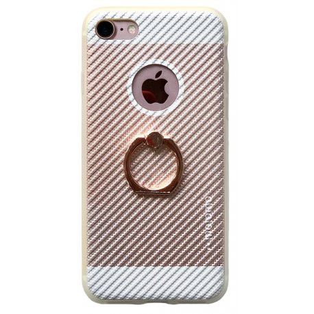 IPhone 7/8/SE 2020 Silicone Case like Metal RoseGold with Ring Holder