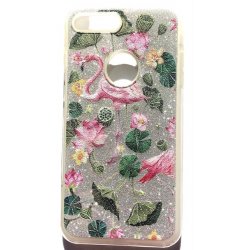 IPhone 7 Plus/8 Plus Plastic Case Glitter Flamingo Silver