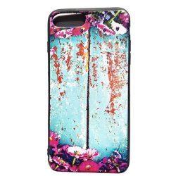 IPhone 7 Plus/8 Plus Silicone Case with Flowers and Strass Blue
