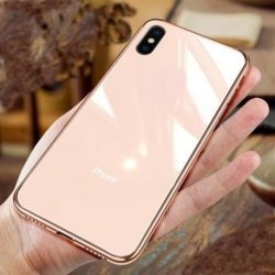 IPhone X/XS Luxury Electroplated Cases Tempered Glass Pink