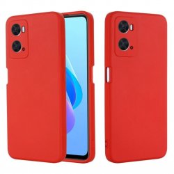 Oppo A96 Silky And Soft Touch Silicone Cover Full Camera Protection Red