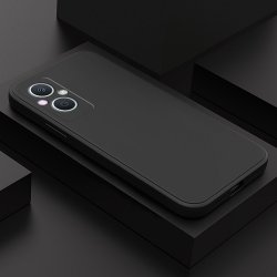 Oppo A96 Silky And Soft Touch Silicone Cover Full Camera Protection Black