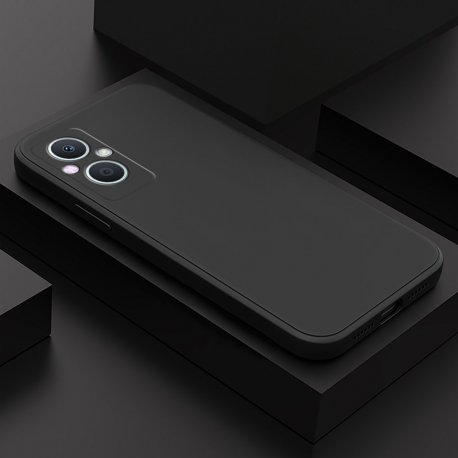 Oppo A96 Silky And Soft Touch Silicone Cover Full Camera Protection Black