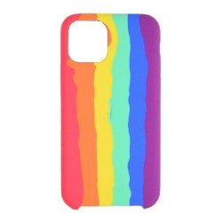 IPhone 12/12 Pro Sillicone Oem Case LO Rainbow Hot Pink