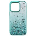 IPhone 14 Pro Max Soft Clear Silicone Glitter And Coloured Edges Case Green
