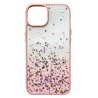 IPhone 14 Soft Clear Silicone Glitter And Coloured Edges Case Pink