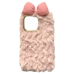 IPhone 13 Pro Back Case Faux Fur Hair Soft Warm Pink